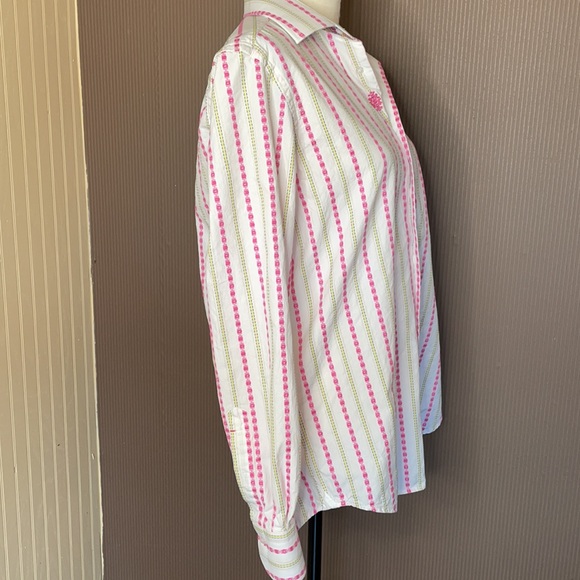 Robert graham long sleeve casual button down shirt size medium pink and yellow - Picture 2 of 12